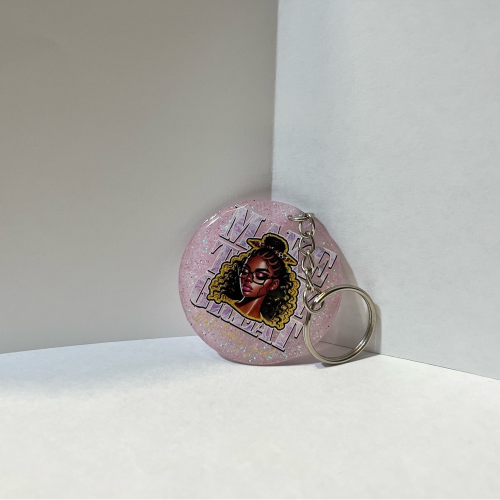 Pink Glitter Keychain